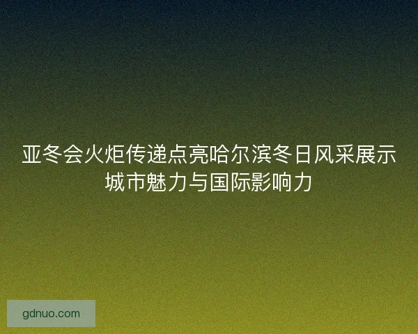 亚冬会火炬传递点亮哈尔滨冬日风采展示城市魅力与国际影响力